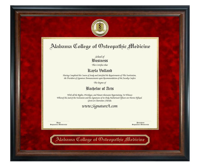 Alabama College of Osteopathic Medicine Diploma Frame (SN)