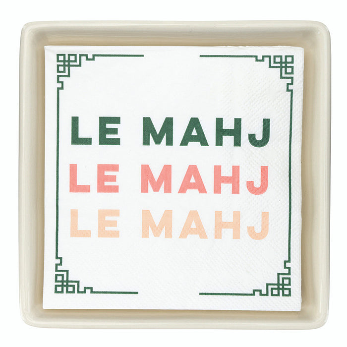Ceramic Napkin Tray + Napkins - Le Mahj
