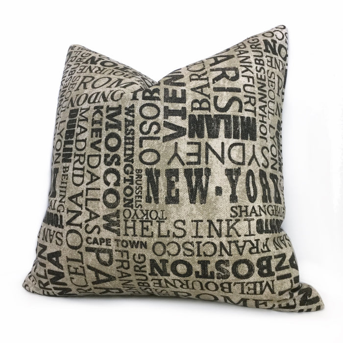 World Capital Cities Destinations Cotton Print Throw Pillow Cover