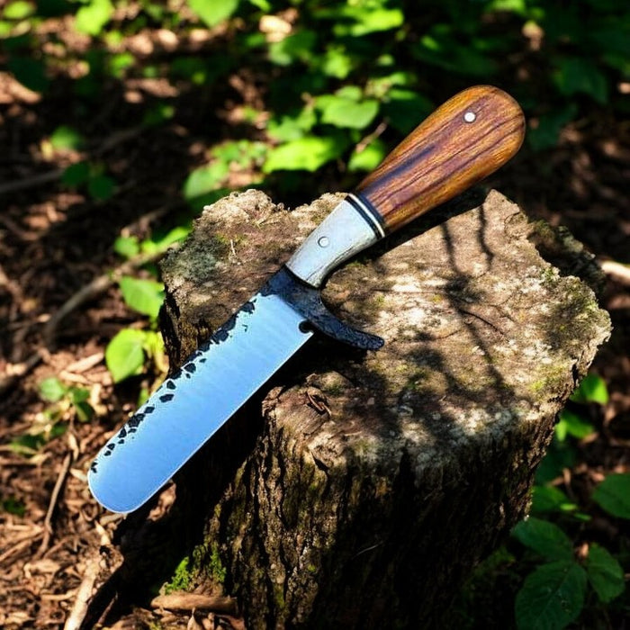 Hand forged bull cutter knife 1095 steel with bone and rosewood handle 4 inch blade