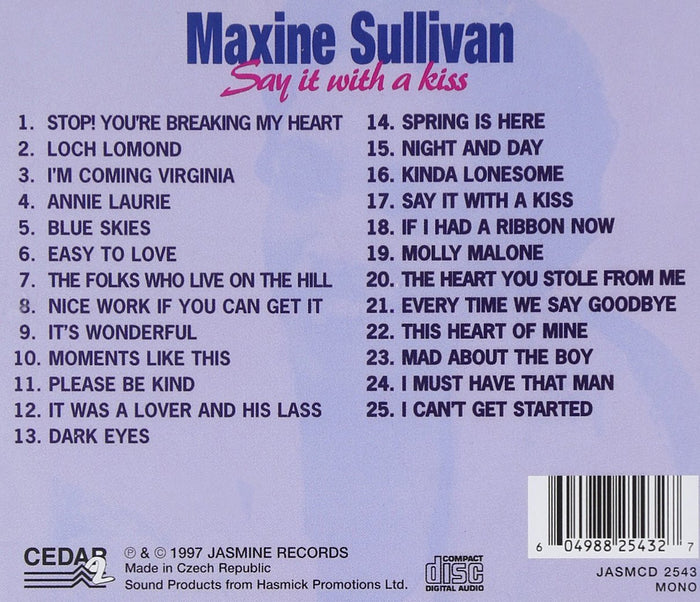 Maxine Sullivan - Say It With a Kiss-CDs-Palm Beach Bookery