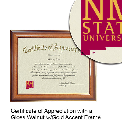 New Mexico State University Certificate with Frame