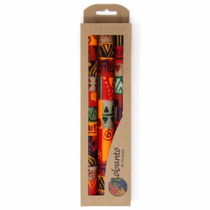 Set of Three Boxed Tall Hand-Painted Candles - Indaeuko Design - Nobunto - TheHomeToGo