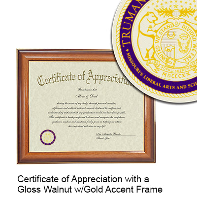 Truman State University Certificate with Frame