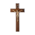 7" Walnut Crucifix Museum Gold Tone Corpus