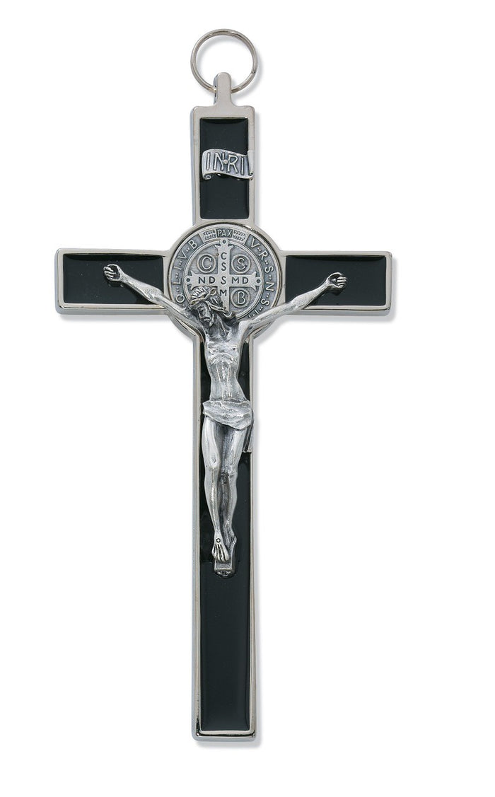 8" Black Enameled St Benedict Crucifix