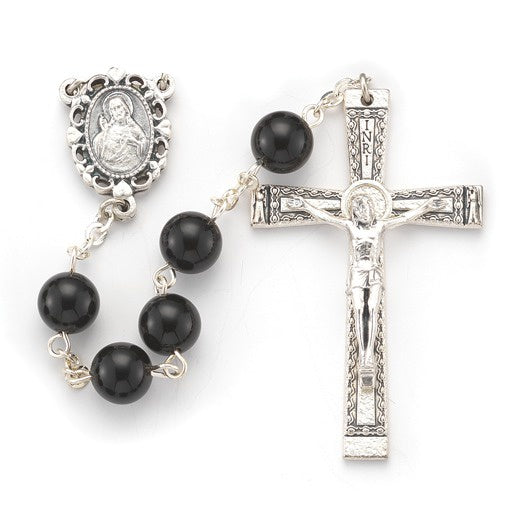8mm Genuine Onyx Round Stone Rosary