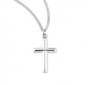 Angle Edged .9" SS Cross Necklace 18" Chain