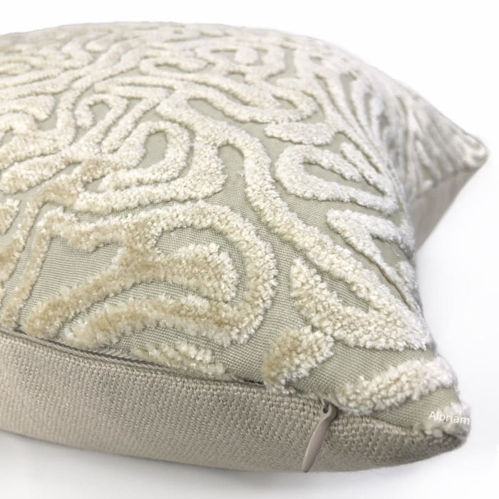 Asriel Ivory Beige Freeform Swirl Texture Pillow Cover - Aloriam