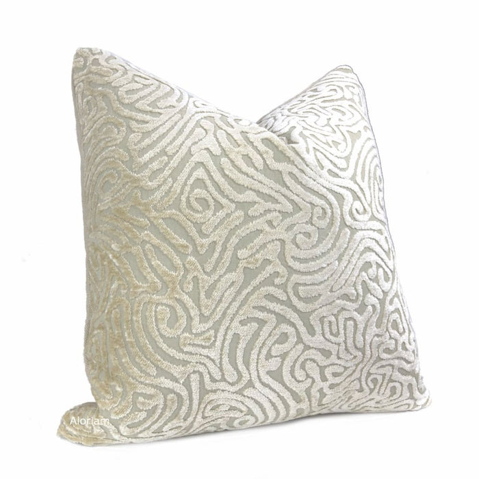 Asriel Ivory Beige Freeform Swirl Texture Pillow Cover - Aloriam