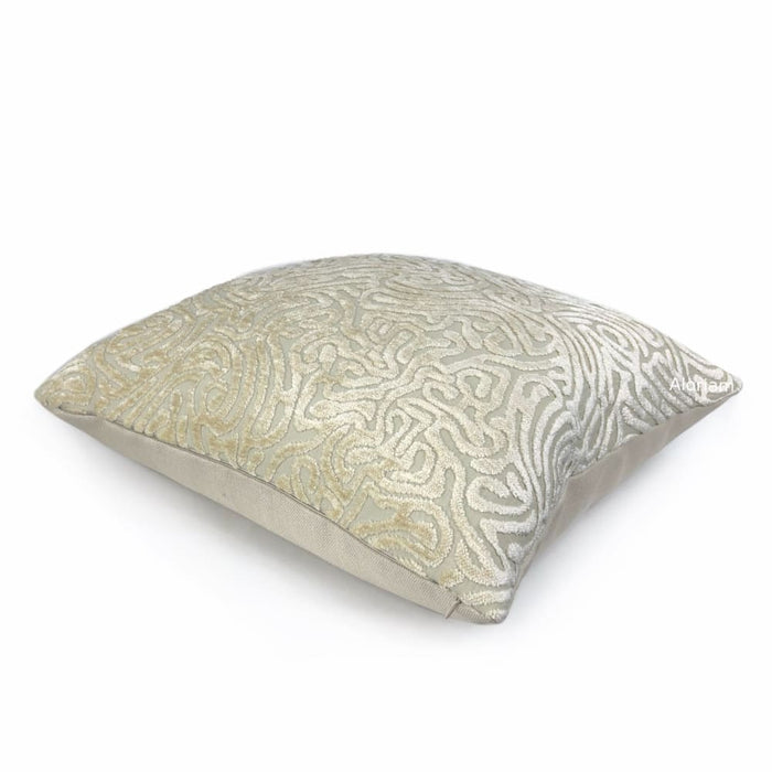 Asriel Ivory Beige Freeform Swirl Texture Pillow Cover - Aloriam