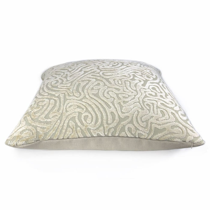 Asriel Ivory Beige Freeform Swirl Texture Pillow Cover - Aloriam
