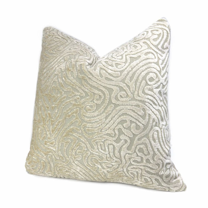 Asriel Ivory Beige Freeform Swirl Texture Pillow Cover - Aloriam