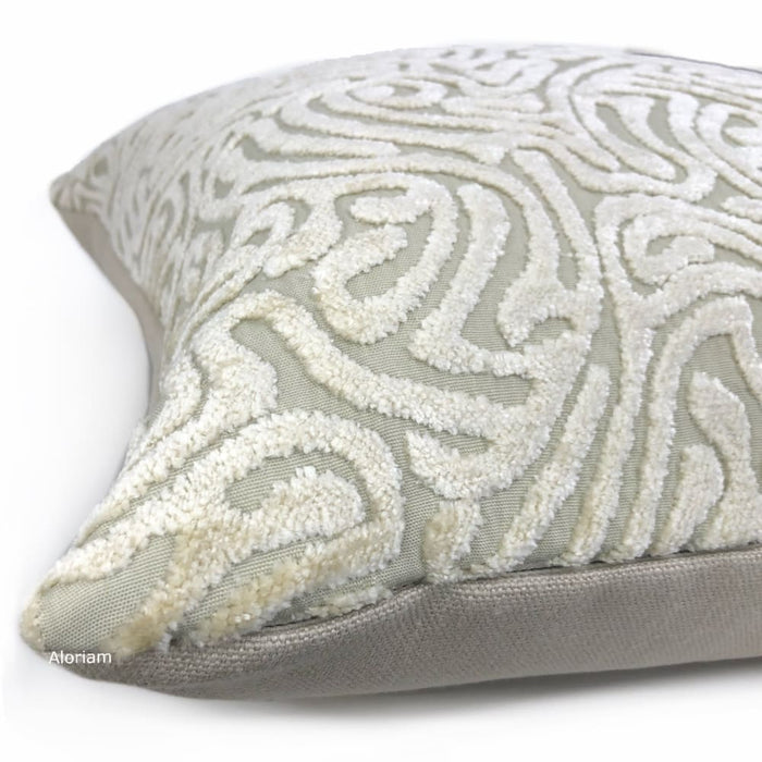 Asriel Ivory Beige Freeform Swirl Texture Pillow Cover - Aloriam