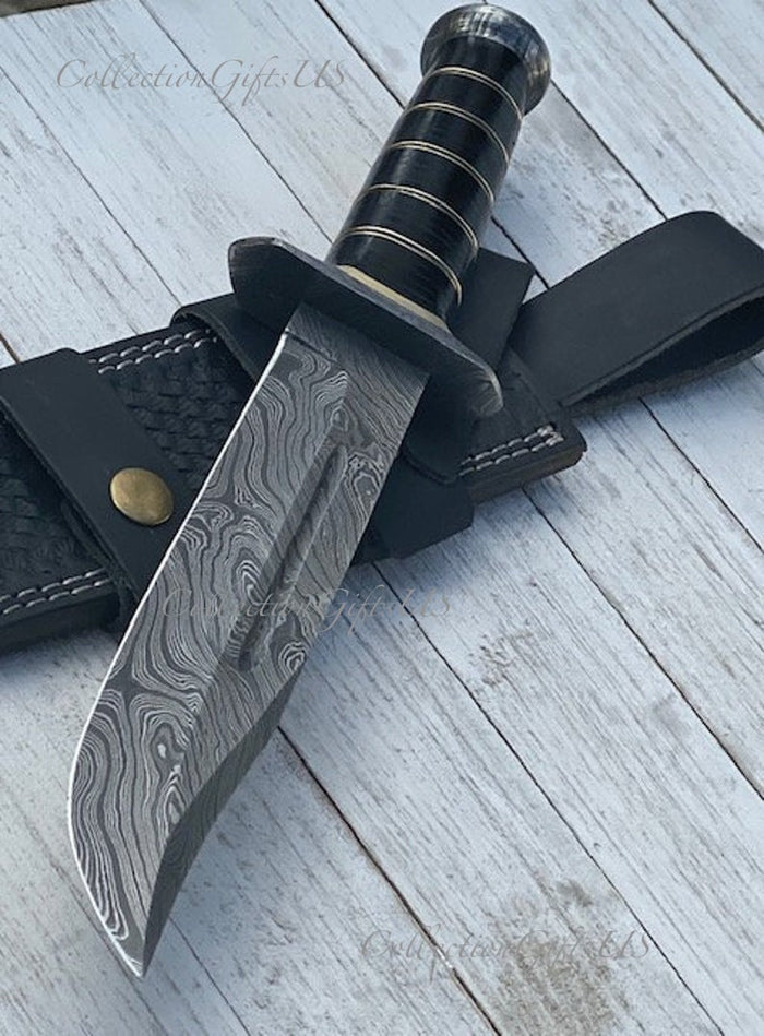 Black Beauty Damascus Bowie Knife