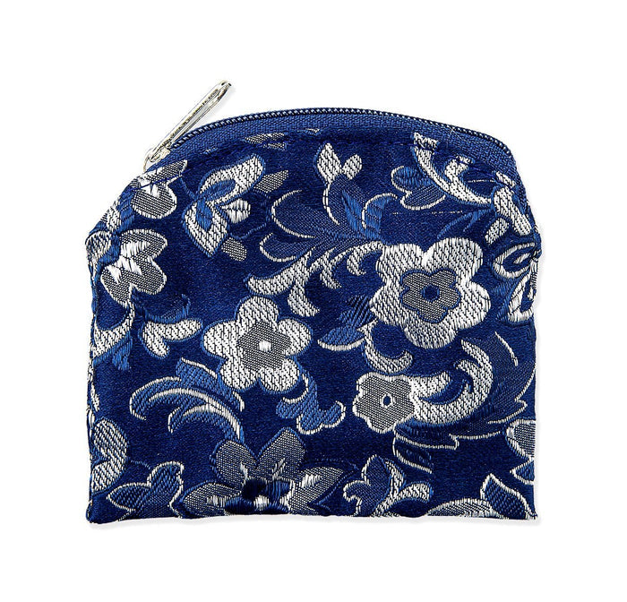 Blue & Silver Brocade Rosary Pouch