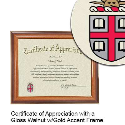 Brown University Certificate with Frame