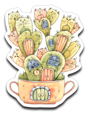 Cat Cactus Vinyl Decal Sticker