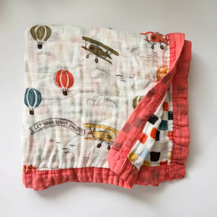 Catholic Luxury Double Sided Muslin Blanket - Scripture Planes