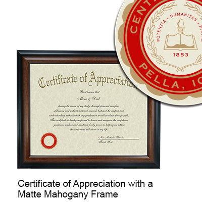 Central College Certificate with Frame