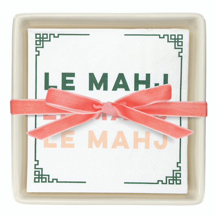 Ceramic Napkin Tray + Napkins - Le Mahj