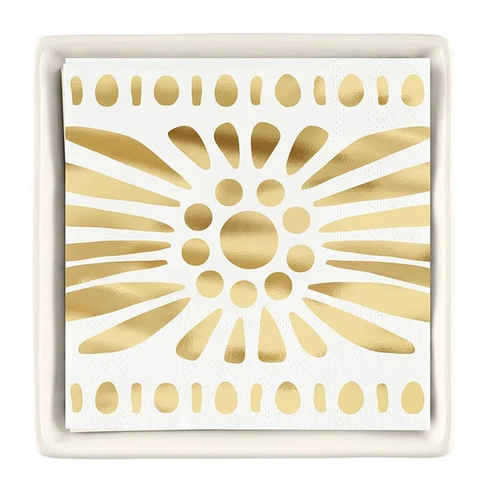 Ceramic Napkin Tray + Napkins - Moroccan Border