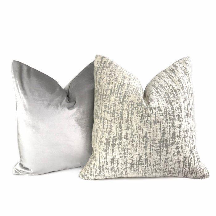 (CLEARANCE) Cameron Gray Cream Chenille Texture Pillow Cover