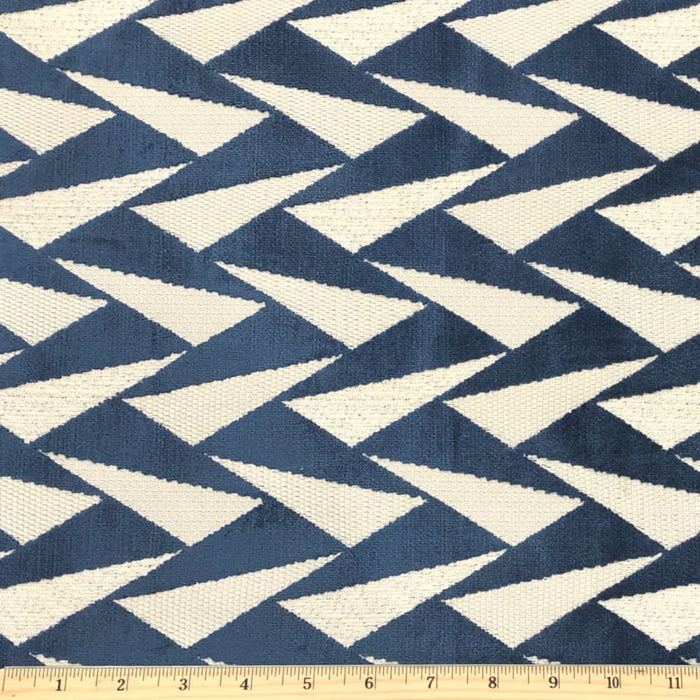 Easton Blue & Cream Triangles Velvet Pillow Cover - Aloriam