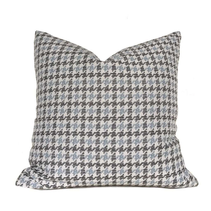 Gray Blue Beige Houndstooth Geometric Pillow Cover