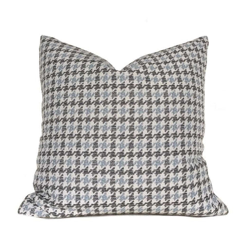 Gray Blue Beige Houndstooth Geometric Pillow Cover