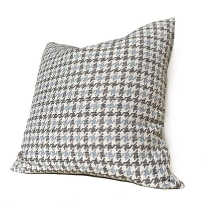 Gray Blue Beige Houndstooth Geometric Cushion