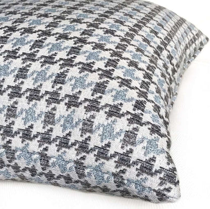 Gray Blue Beige Houndstooth Geometric Sofa Pillow Cover