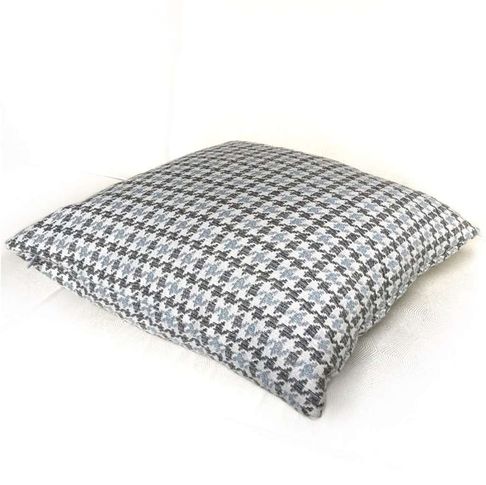 Gray Blue Beige Houndstooth Geometric Decorative Pillow Cover