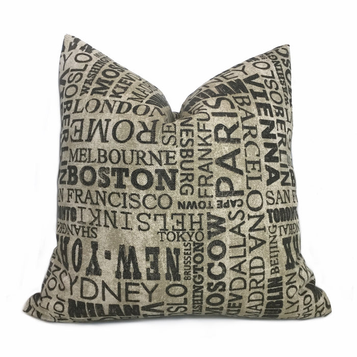 World Capital Cities Destinations Cotton Print Pillow Cover