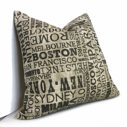 World Capital Cities Destinations Cotton Print 20x20 Pillow Cover