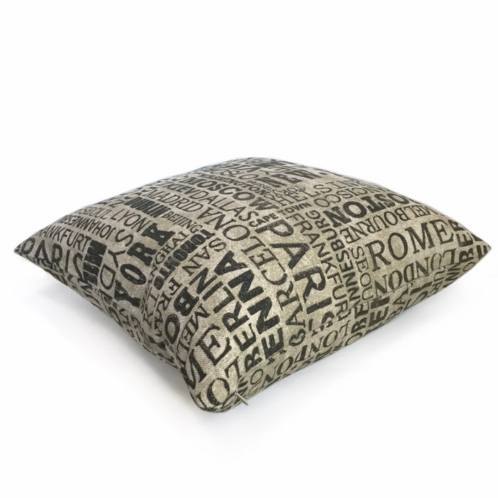 World Capital Cities Destinations Cotton Print Cushion Cover