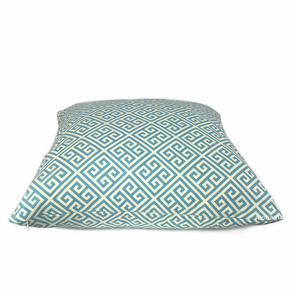Corinth Spa Blue & Cream Greek Key Pillow Cover