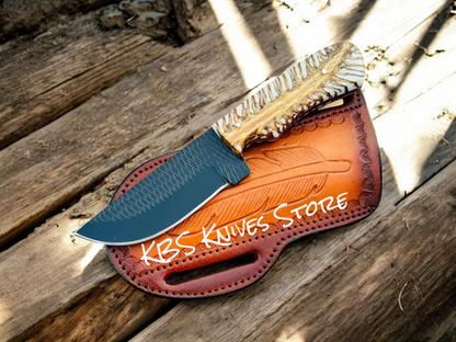 Cowboy Sheath Knife – 4" Black Powder Coated Rasp Steel Blade