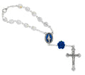 Crystal Bead with Blue Rose Auto Rosary