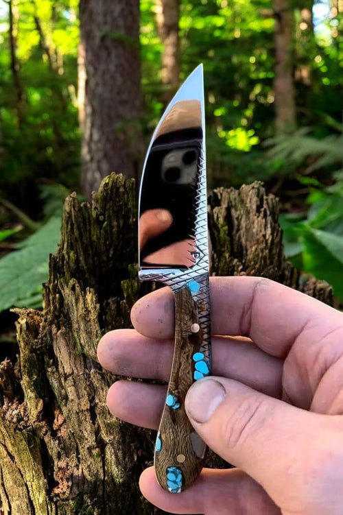 Custom Cowboy Fixed Blade Knives: Mirror Polished Rasp Tool Steel