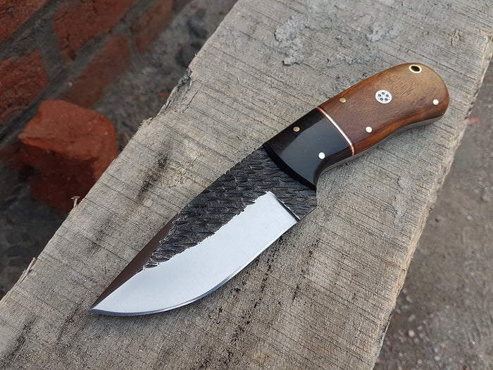 8.25 Inch Fixed Blade Skinning Knife with Leather Sheath by KBS Knives