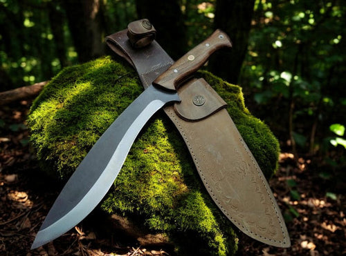 Custom Handmade Bolo Knife: High Carbon Steel with Walnut Wood Handle
