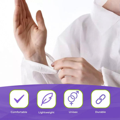 Disposable Lab Coat SMS 40 GSM White Lab Lacket with Loop Fastener XL Size