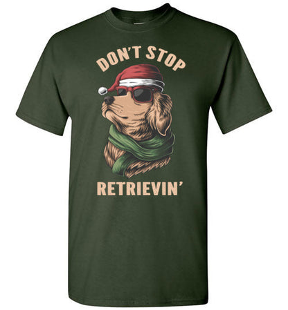Don't Stop Retrievin' Golden Retriever Santa Hat Christmas Shirt