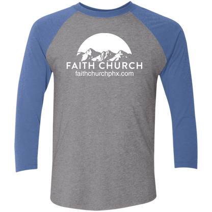 Tri-Blend Raglan T-Shirt (White Print) / Premium Heather/Vintage Royal / X-Small