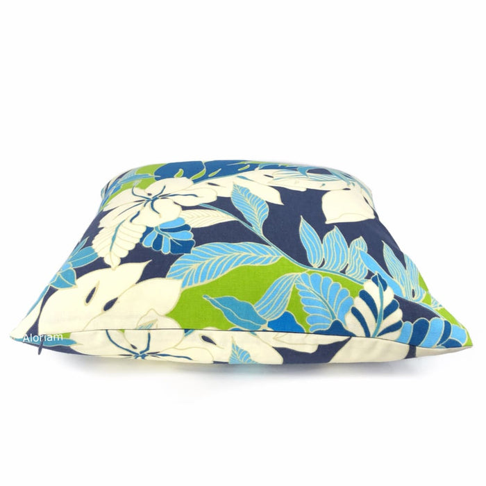 Fiji Blue Green White Tropical Floral Pillow Cover - Aloriam