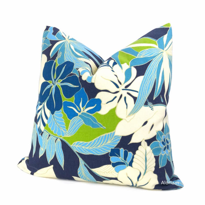 Fiji Blue Green White Tropical Floral Pillow Cover - Aloriam