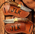 Ranch Cowboy Knives and Sheaths Damascus Steel Pine Cone Handle