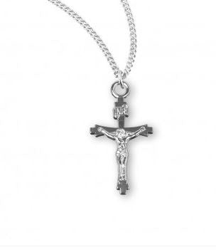 Flare Tipped SS .7" Crucifix Necklace 18" Chain