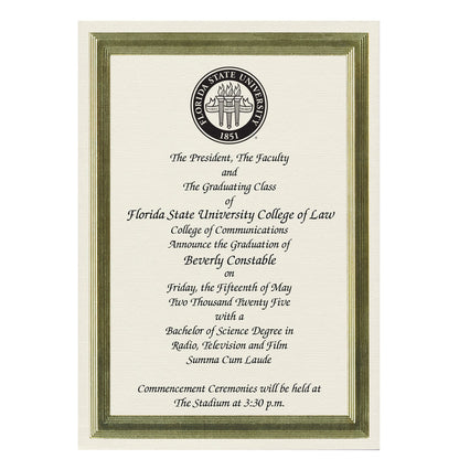Florida State University College of Law Announcement (Economy Style)